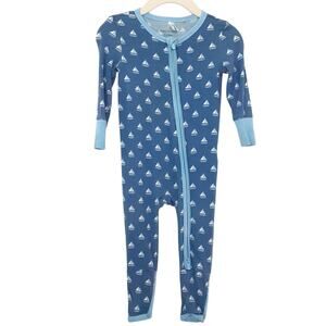 Posh Peanut Bamboo Sleeper Baby 6-9mo Blue Sailboat Footed/Footless Full Zip